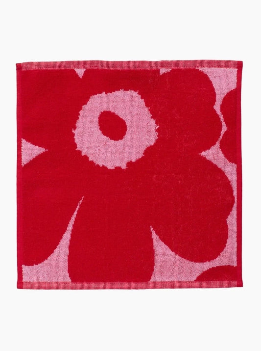 Unikko Face Towel Red and Pink | 30x30 cm