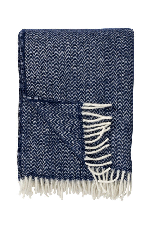 Chevron Wool Throw - Dark Denim